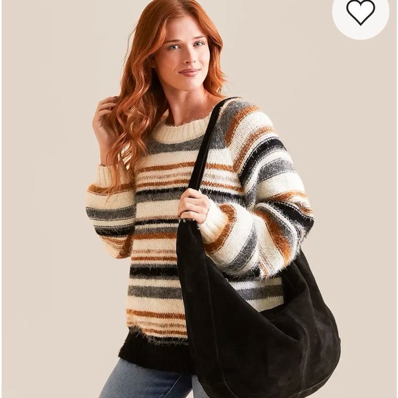 Free People Black Roma Hobo Bag Genuine Suede NWOT - Picture 3 of 4